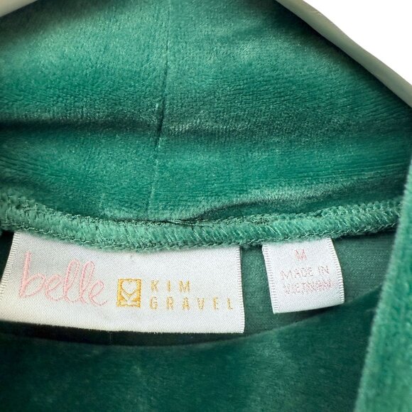 BELLE Kim Gravel Velour Turtleneck Womens Top Medium Green Velvety Soft Pullover - Picture 4 of 7